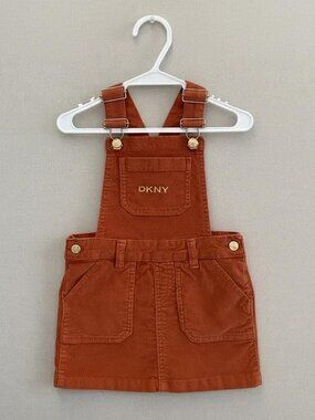 DKNY Rust Corduroy Overall Jumper Dress 2T